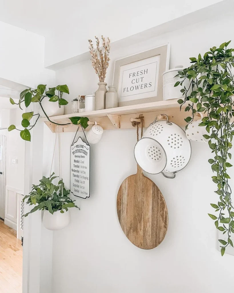 Greenery and Charm Above the Counter