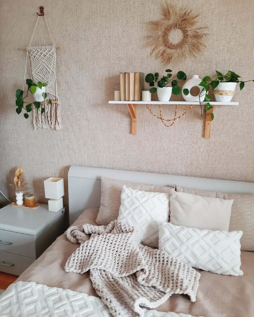 Soft Neutrals and Macramé Accents for Boho Serenity