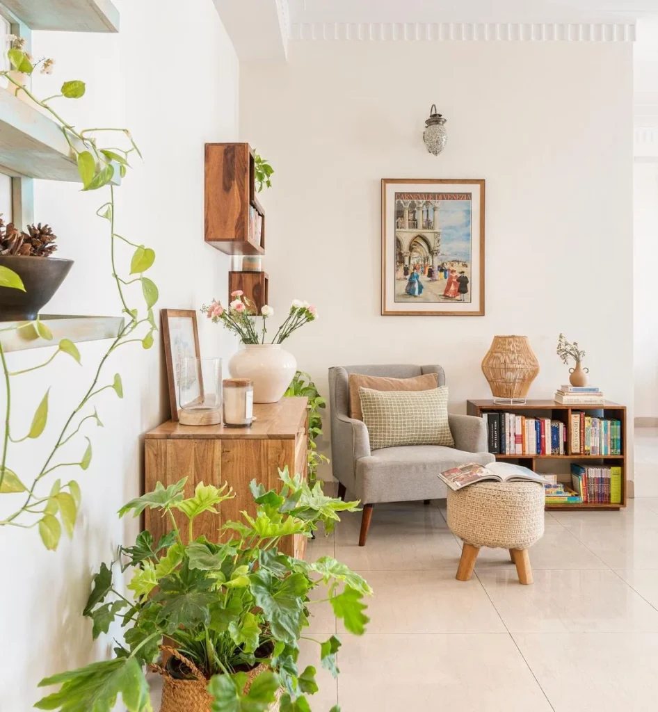 Rustic Warmth Earthy and Inviting Reading Space