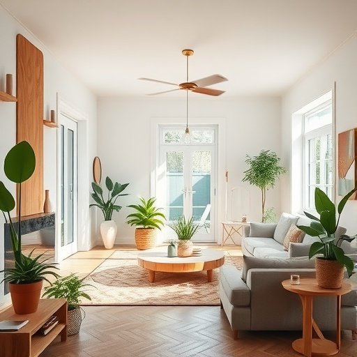 Bright and airy open-concept living room with plants and natural light.